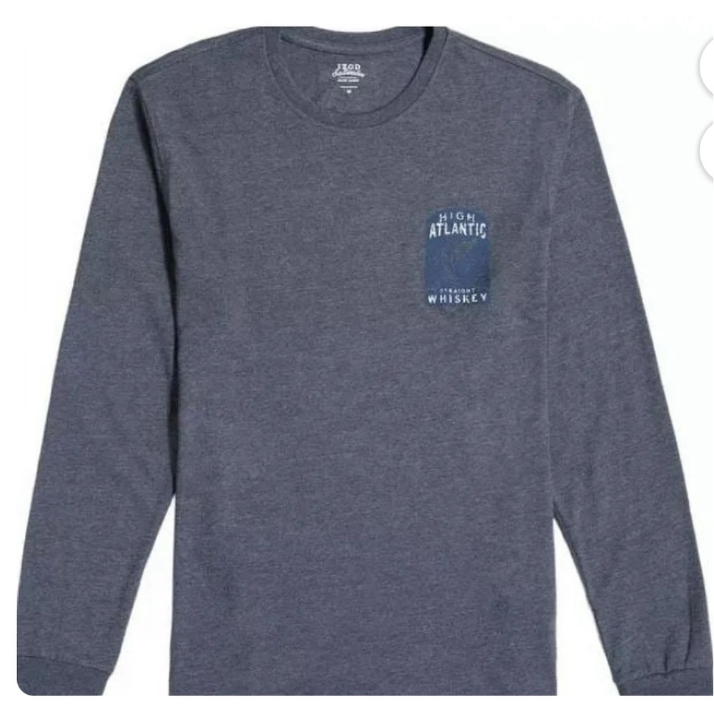 IZOD SALTWATER GRAPHIC T-SHIRT MEN LONG SLEEVE CARBON HEATHER GRAY COLOR SIZE XL